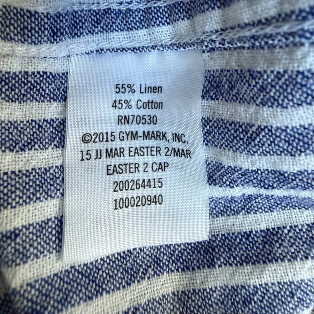 JANIE AND JACK Linen Cotton Blue Striped Button Down 5T